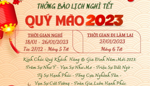 Thông báo lịch nghỉ Tết Nguyên Đán 2023