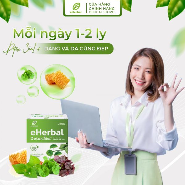 Detox 3in1+ Eherbal (Rau má, Diếp cá, Tía tô - Mật ong) - Hình ảnh 2