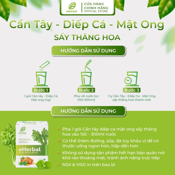 Bột Cần tây - Diếp cá - Mật ong Eherbal sấy thăng hoa - Hình ảnh 5