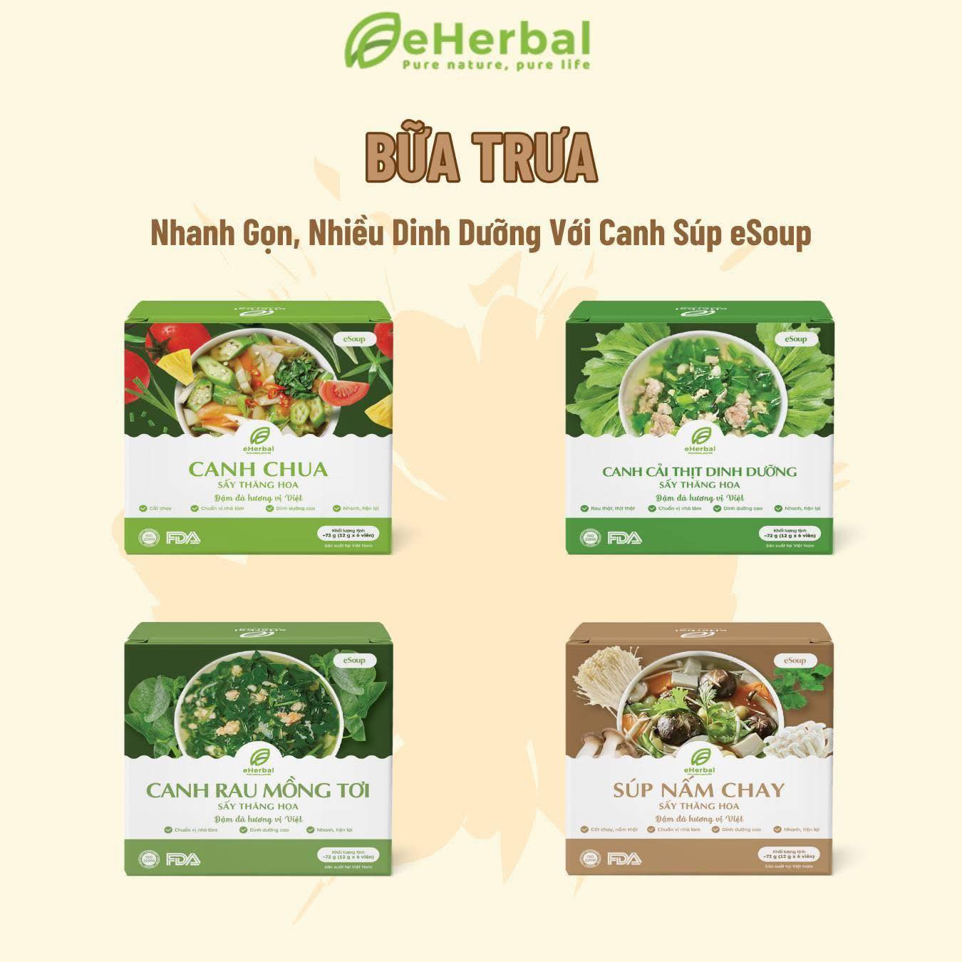 Canh eSoup nhà eHerbal – Giải Pháp Bữa Trưa 1 Phút Cho Dân Văn Phòng