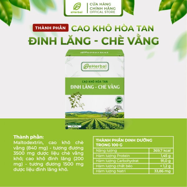 Cao khô hòa tan Đinh lăng - Chè vằng - Hình ảnh 2