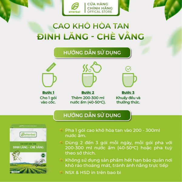 Cao khô hòa tan Đinh lăng - Chè vằng - Hình ảnh 3