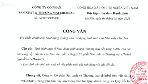 Công văn nhà máy eHerbal gửi tới toàn thể Quý khách hàng, đối tác kinh doanh
