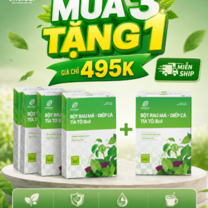 Bột Rau má-Diếp cá-Tía tô 3in1 – Hôp 21 gói(2g/1 gói)