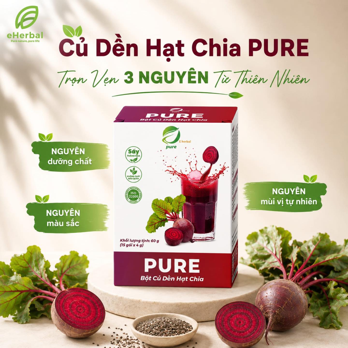 ❤️ GIỮ TRỌN SẮC ĐỎ TỰ NHIÊN – CỦ DỀN HẠT CHIA PURE